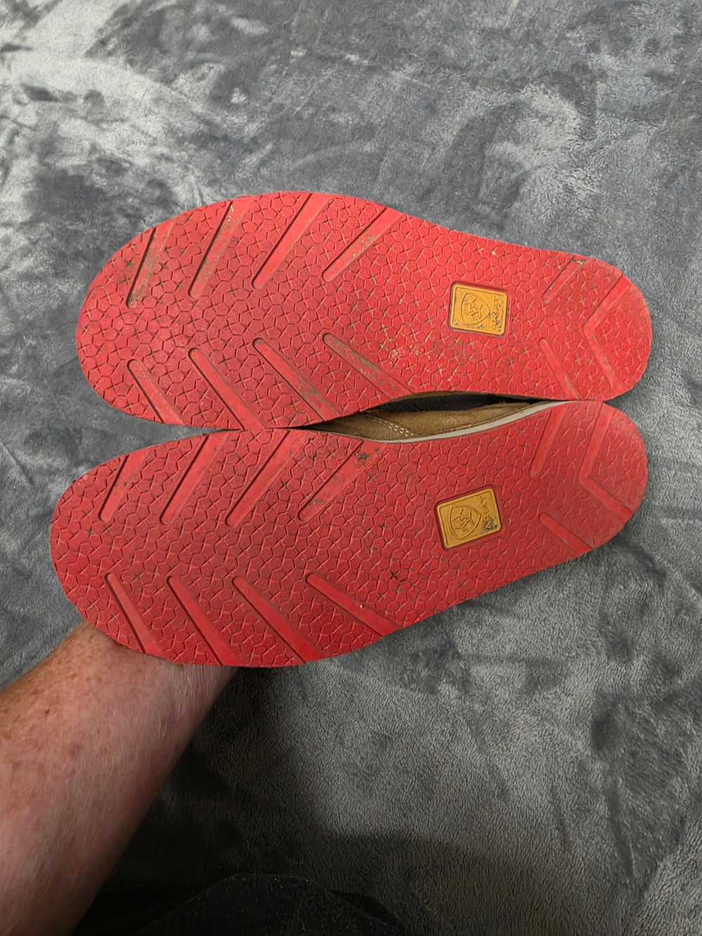 Ariat Handwoven Pattern Slip On Shoes Tan Suede Red Sole - Picture 2 of 5